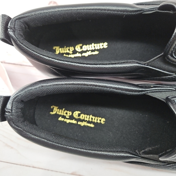 Juicy Couture Congrats Black Faux Leather Logo Slip On Sneakers‎ Womens Size 9.5 - Picture 6 of 9